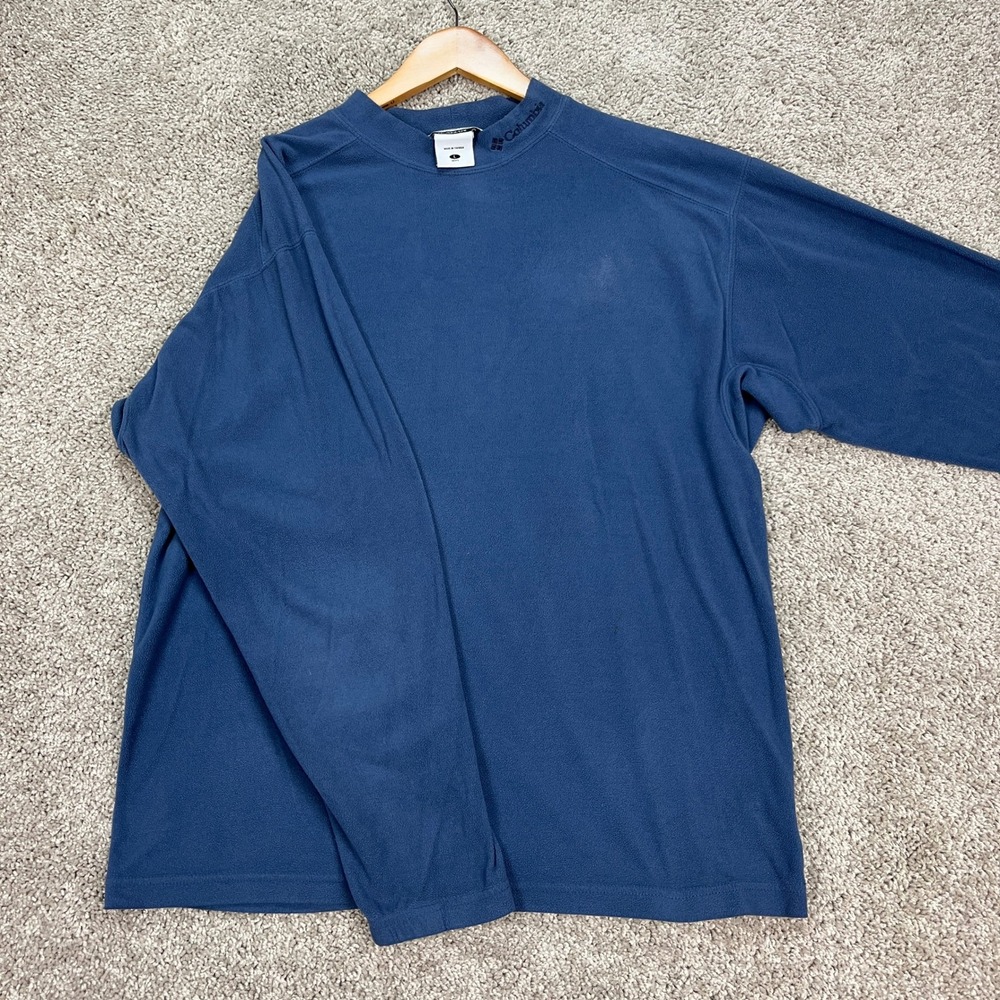 VTG Columbia Pullover Mens Large Blue Long Sleeve Mock Neck Lightweight Fleece